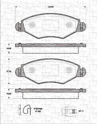 MAGNETI MARELLI 363702161204 -  Комплект тормозных колодок, дисковый тормоз
